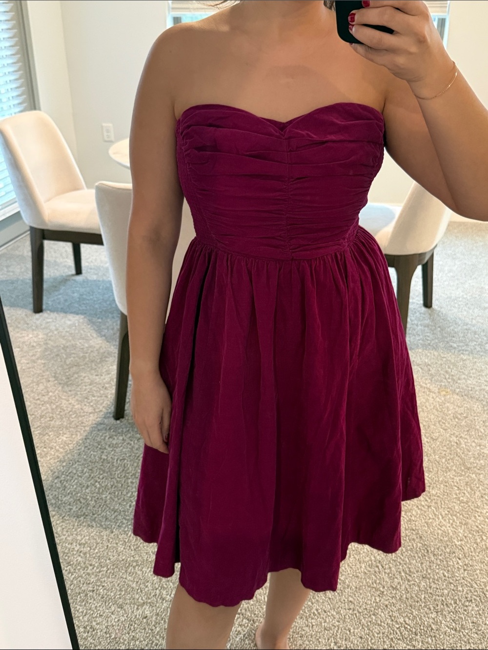 HD in Paris Magenta Corduroy Strapless Fit Flare Dress Size 8